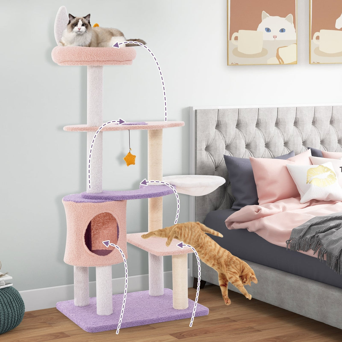 Arbre à chat multiétage avec griffoirs en sisal