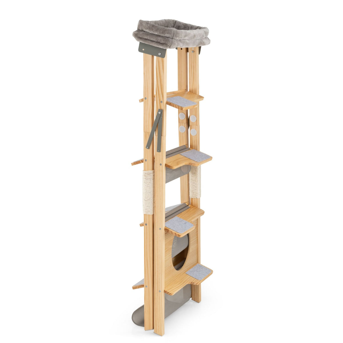 Arbre à chat pliant en bois multi-niveaux