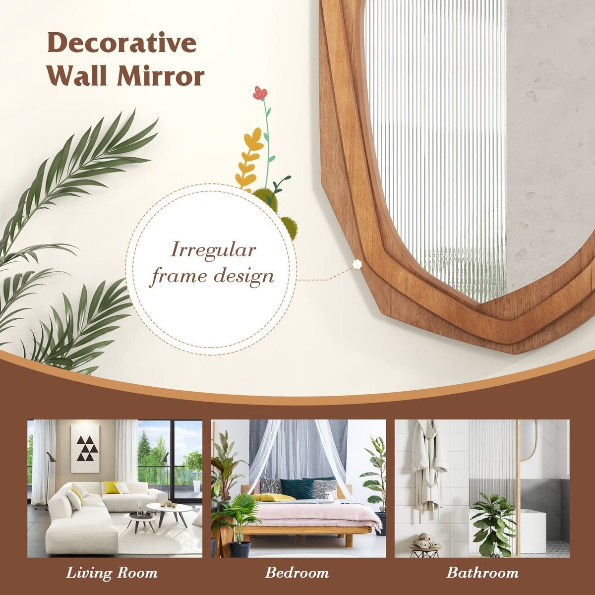 Miroir mural irrégulier décoratif moderne