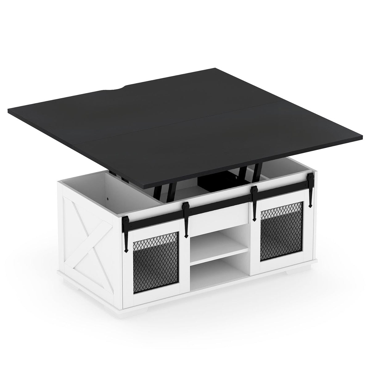 Table à café relevable avec portes de grange