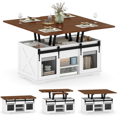 Table à café relevable avec portes de grange