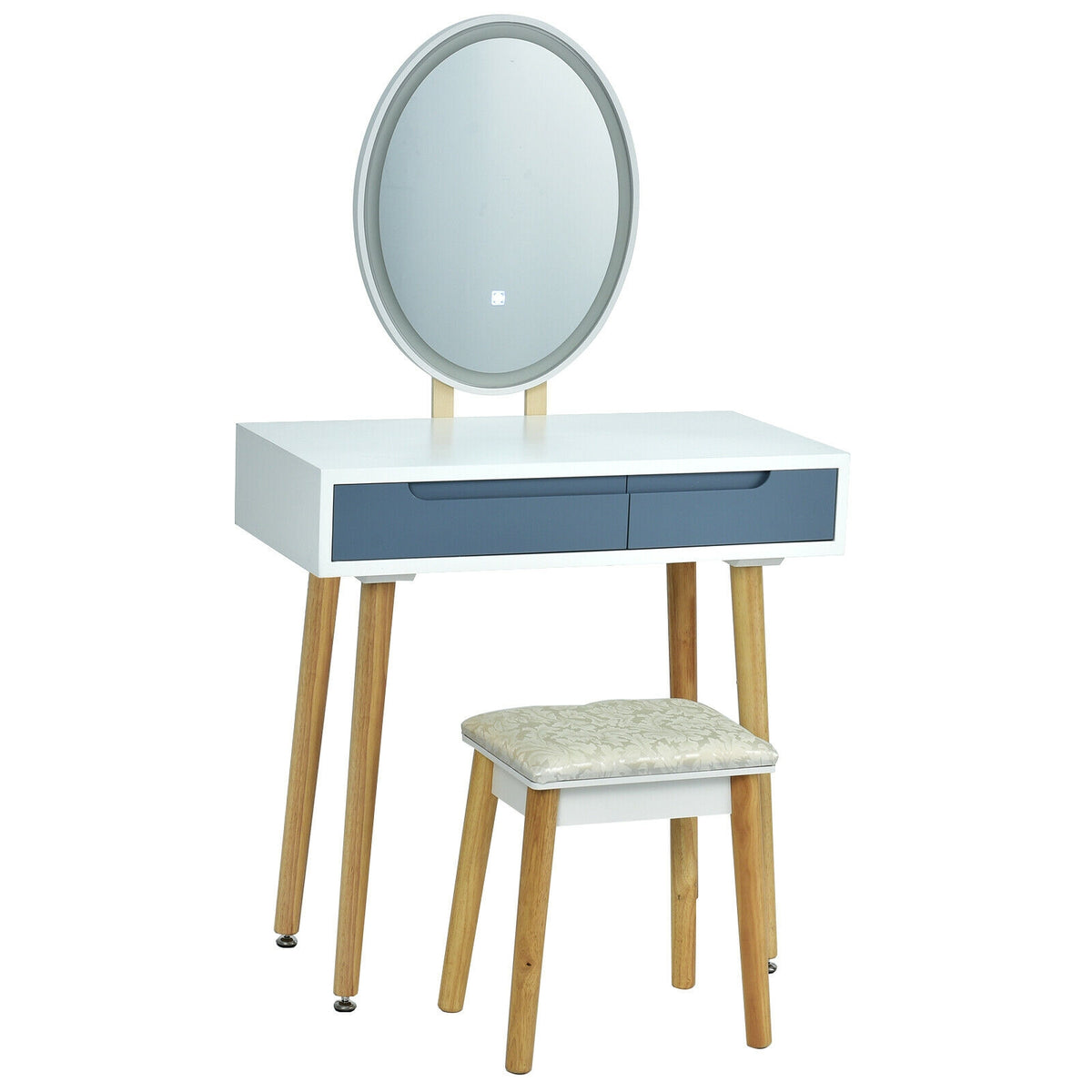 Coiffeuse avec miroir à écran tactile DEL et tabouret