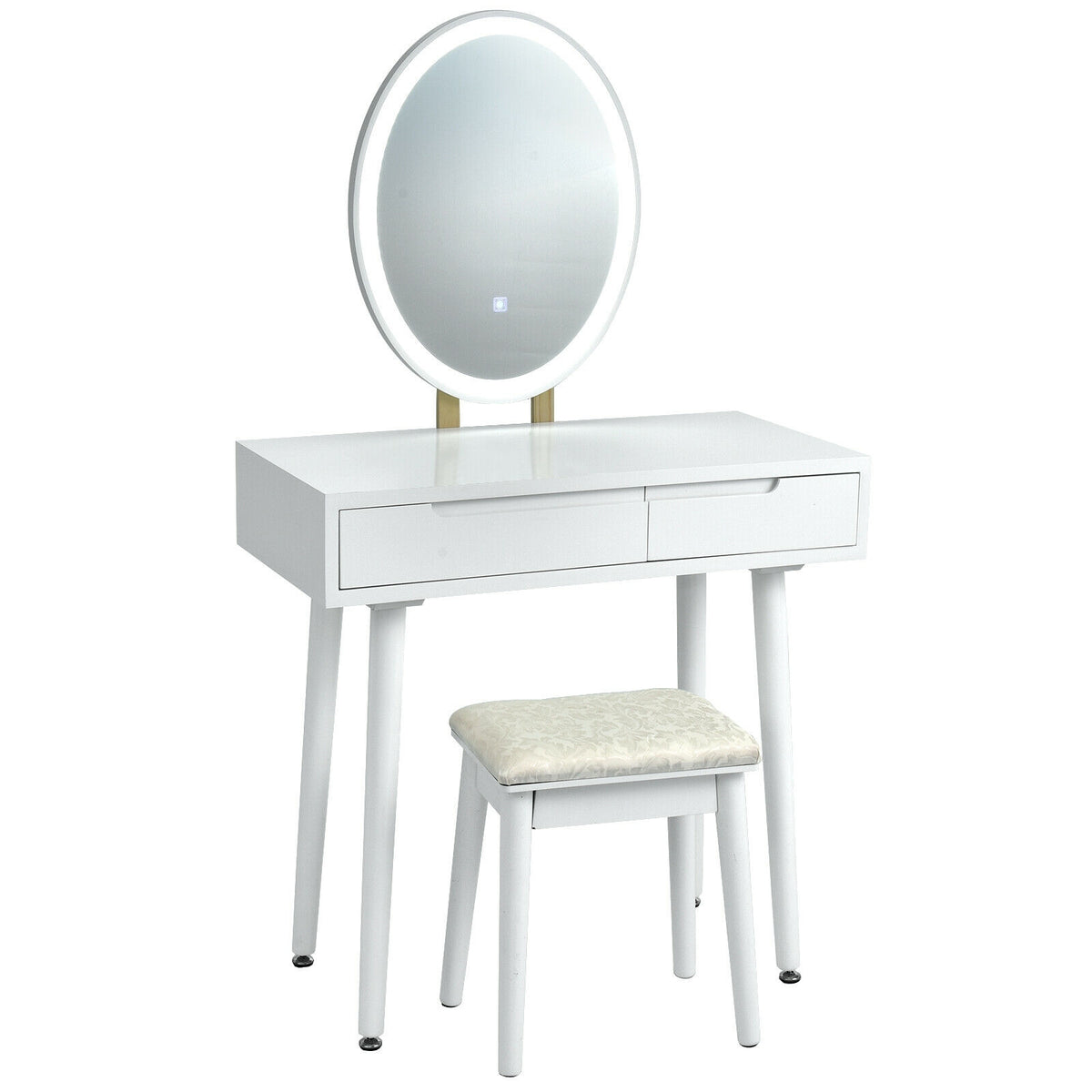Coiffeuse avec miroir à écran tactile DEL et tabouret