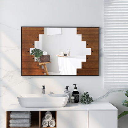 Miroir mural rectangulaire style fermette 95 x 67 cm