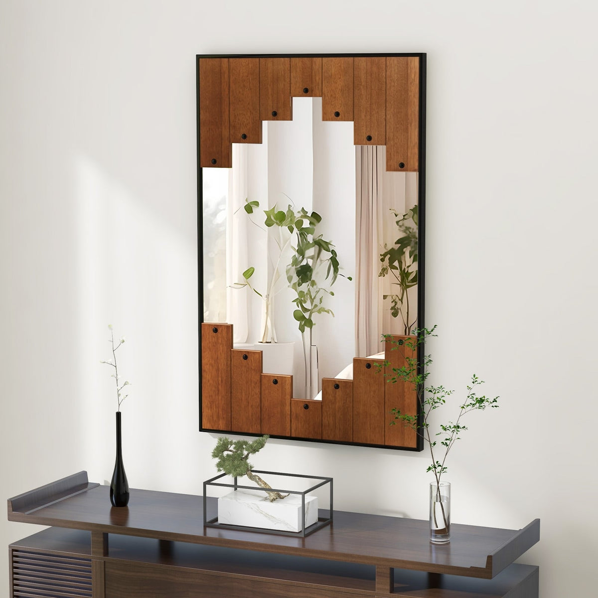 Miroir mural rectangulaire style fermette 95 x 67 cm