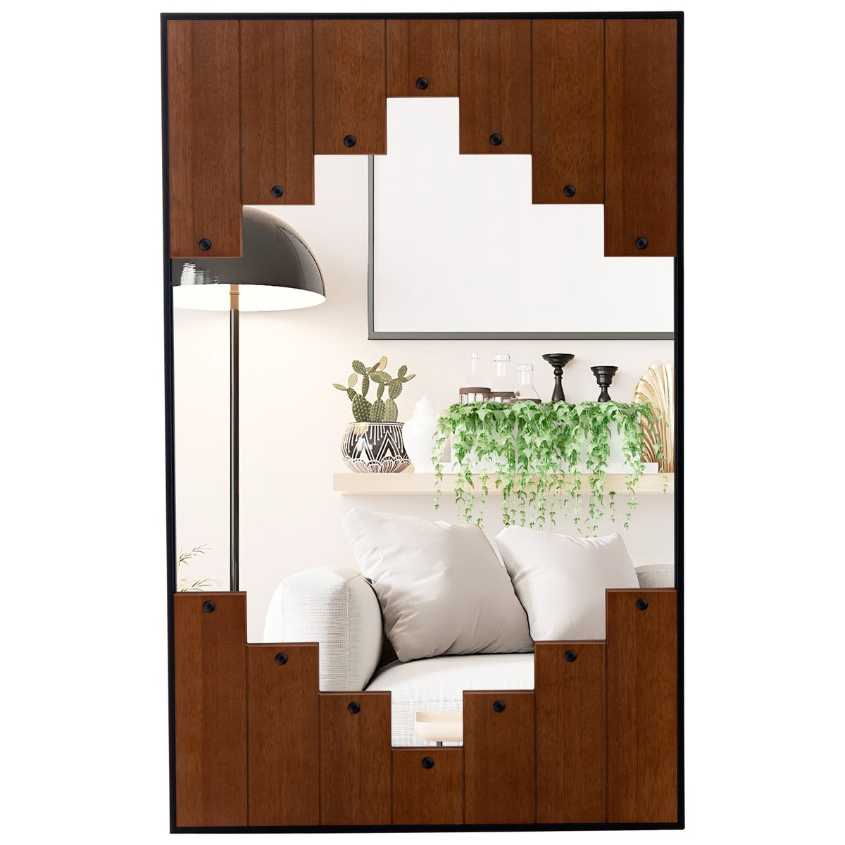 Miroir mural rectangulaire style fermette 95 x 67 cm