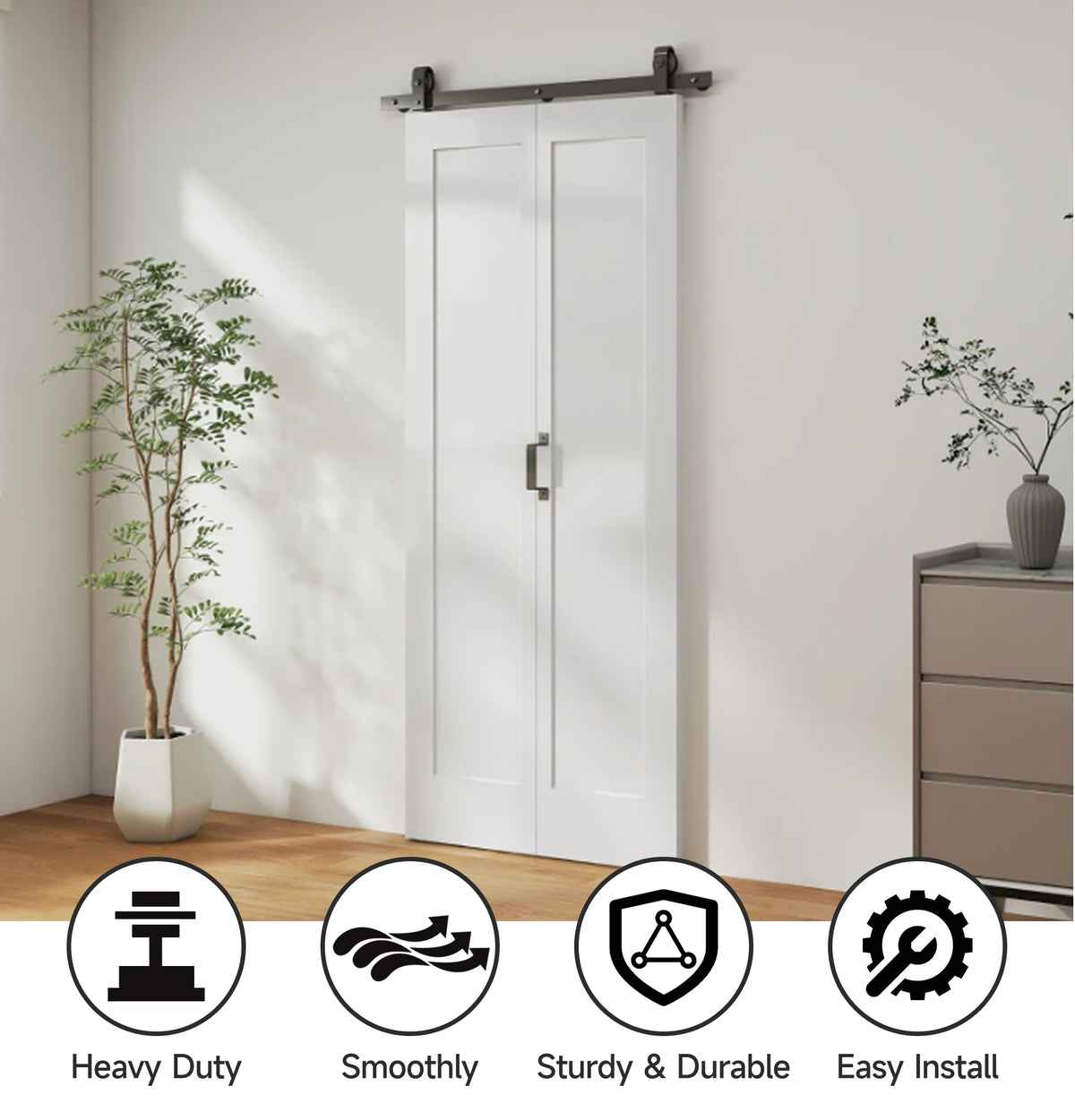 Puerta corredera plegable 35 pulg. x 83 pulg.