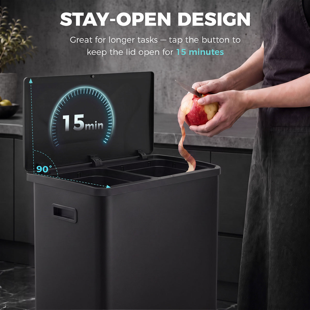Smart Dual-Compartment Automatic Trash Can 60 L