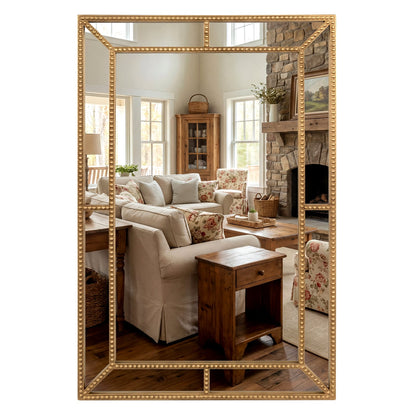 Miroir mural doré avec cadre perlé