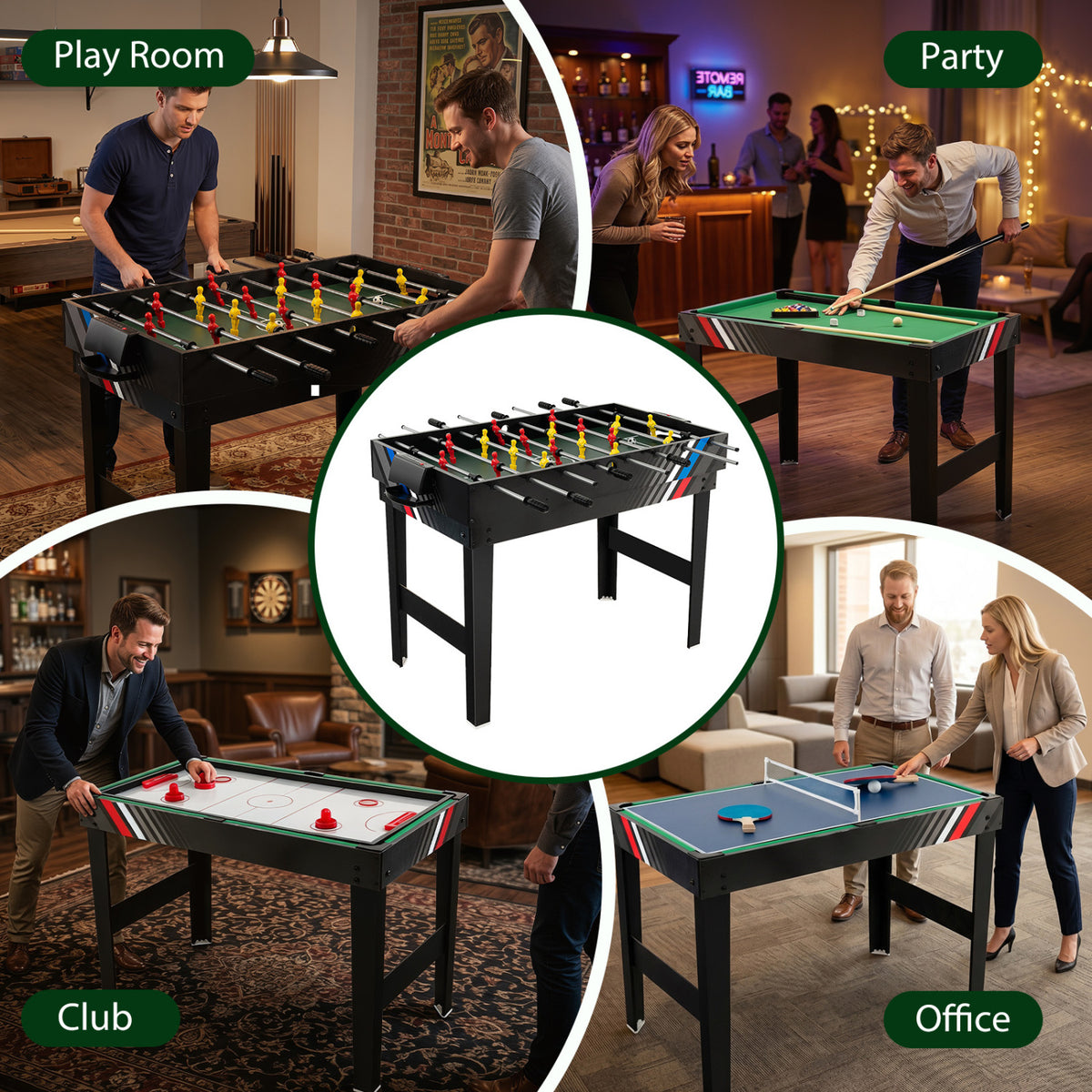 Table multi-jeux 4-en-1 avec billard