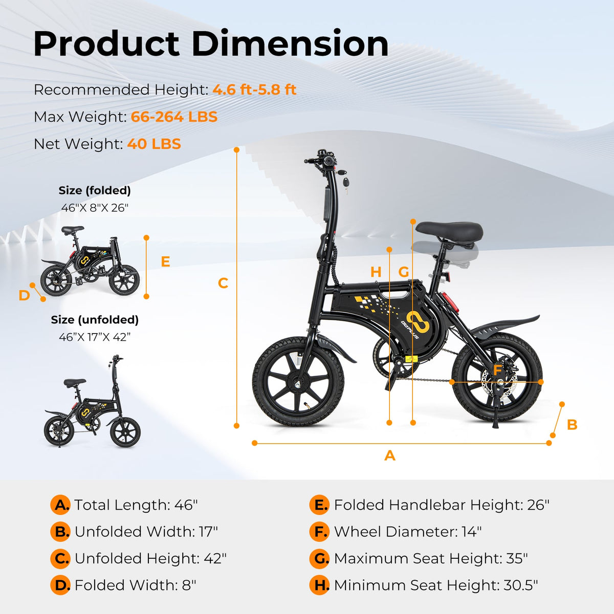 Vélo électrique pliable pour adulte avec moteur 350W
