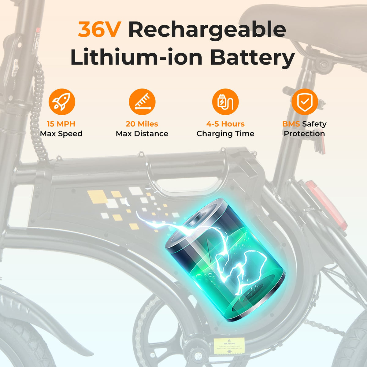 Vélo électrique pliable pour adulte avec moteur 350W