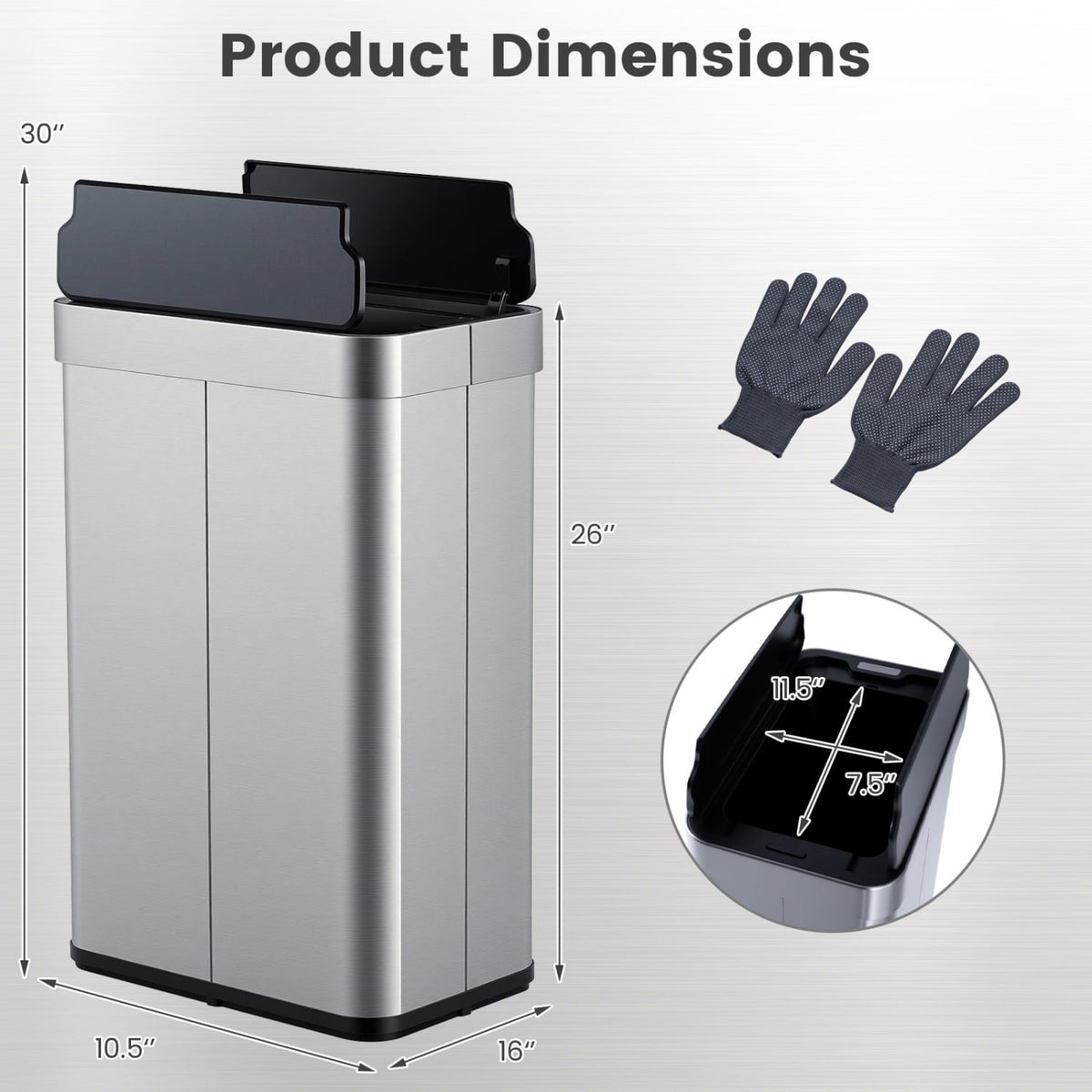 Poubelle intelligente à capteur 61 litres