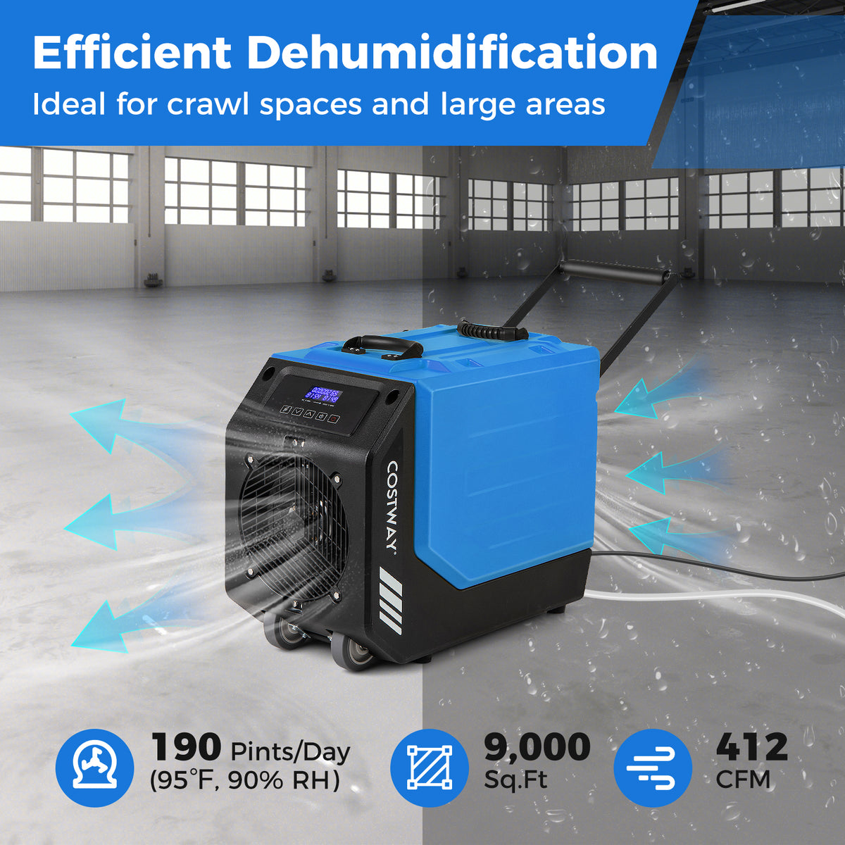 Déshumidificateur commercial robuste avec pompe 90 L