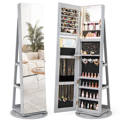 Armoire à bijoux pivotante 360° avec miroir et DEL 3 couleurs