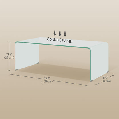 Mesa de centro rectangular de vidrio templado para sala de estar