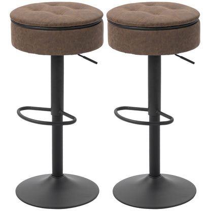 Set of 2 Bar Stools with Storage Swivel