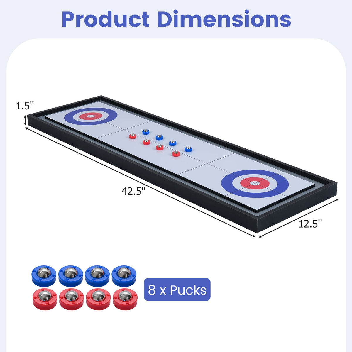 Jeu de table 2-en-1 curling et shuffleboard portable