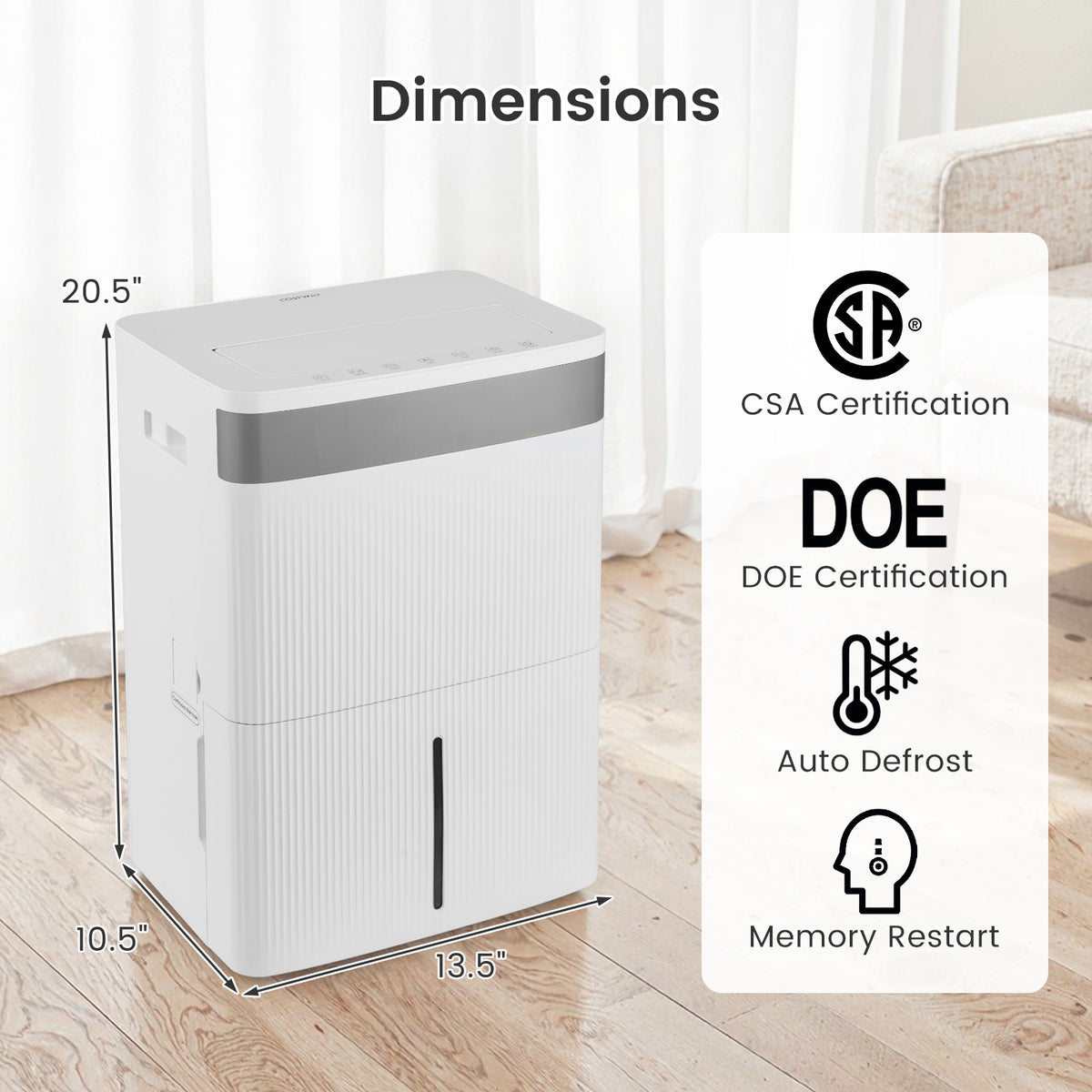 Déshumidificateur intelligent 45 L avec minuterie de 24 h