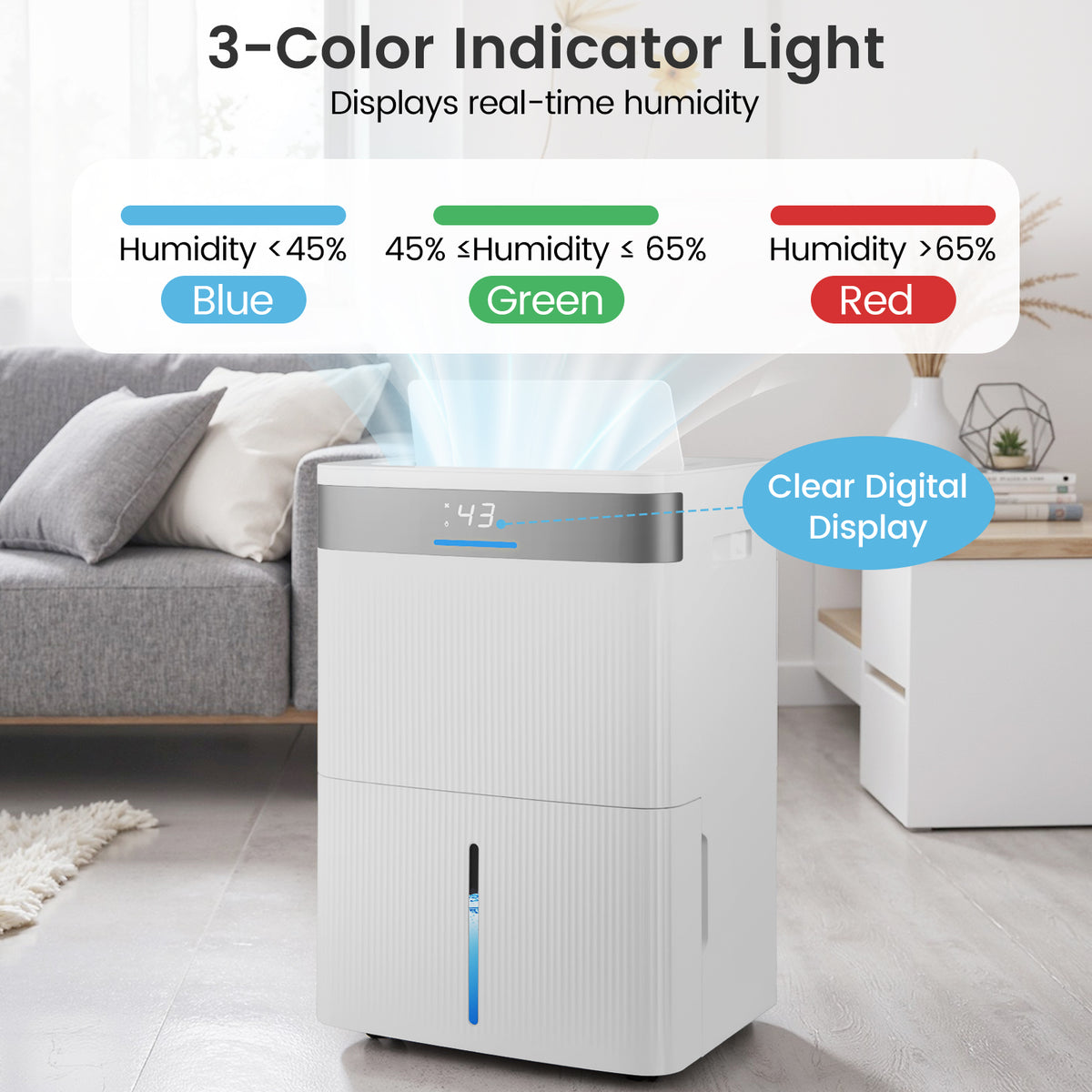 Déshumidificateur intelligent 45 L avec minuterie de 24 h