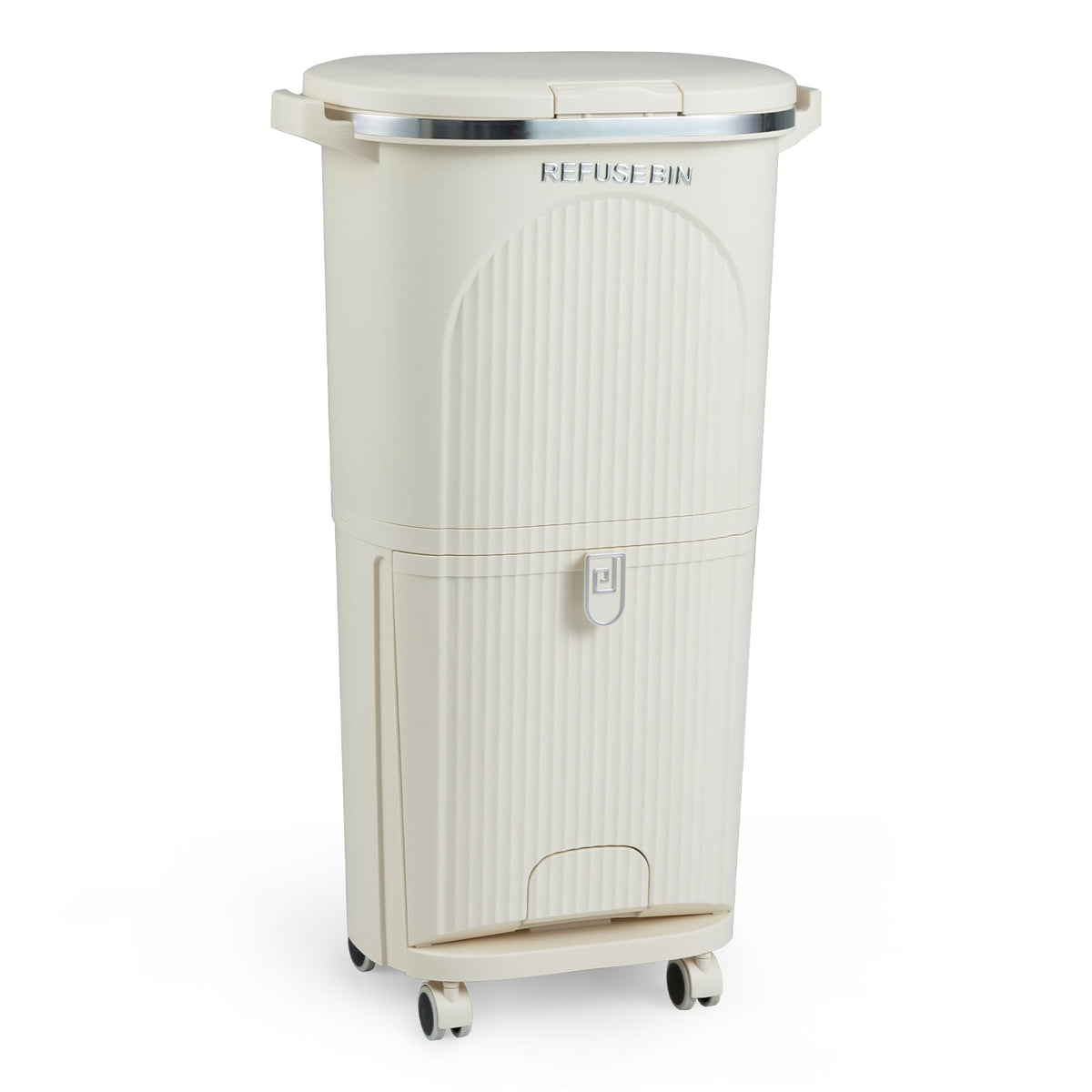 Poubelle de cuisine double 38 L avec couvercle et roulettes
