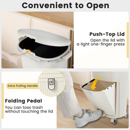Poubelle de cuisine double 38 L avec couvercle et roulettes