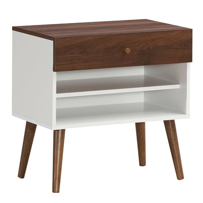 Table de chevet style mid-century avec tiroir