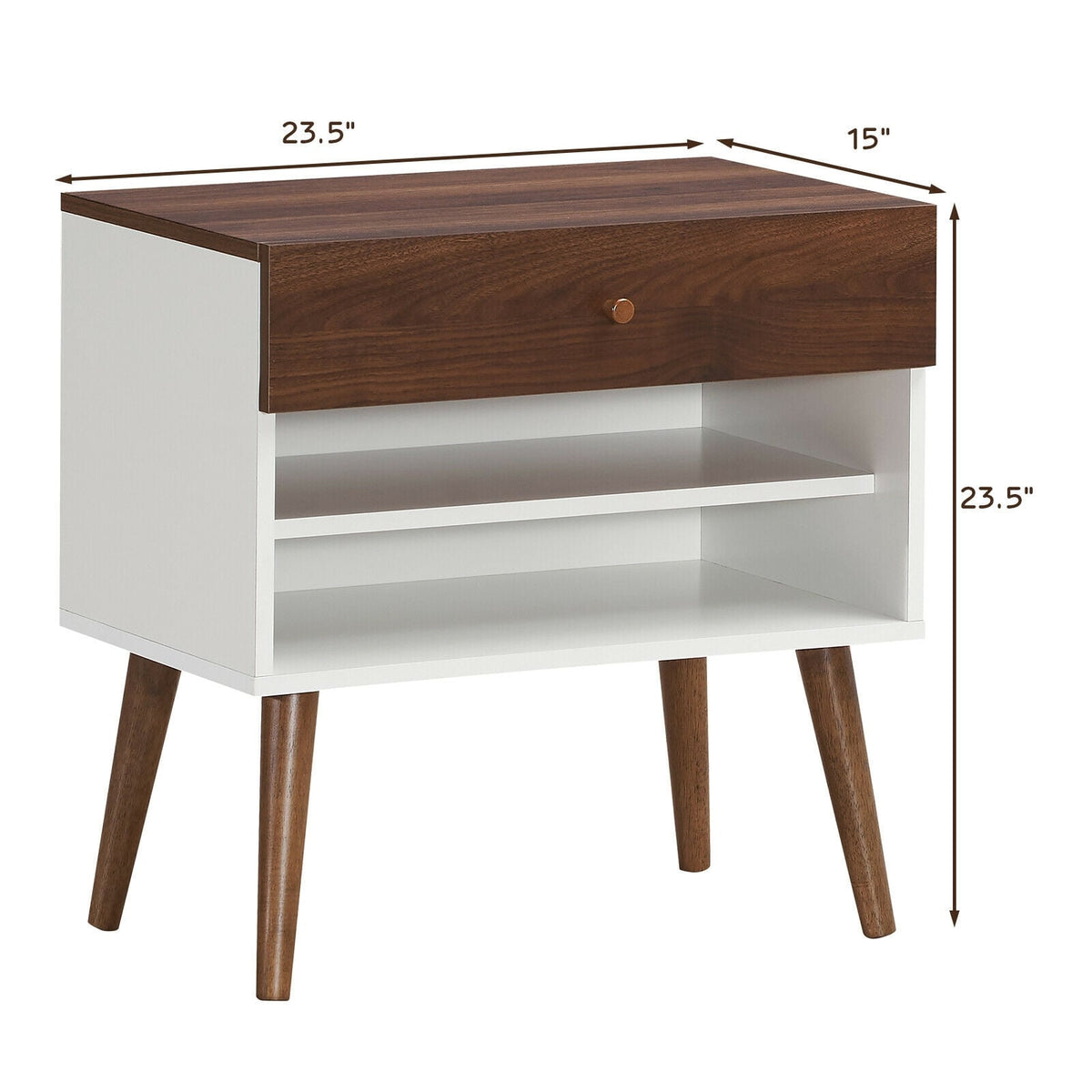 Table de chevet style mid-century avec tiroir