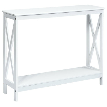 Table console 2 niveaux à motif en X