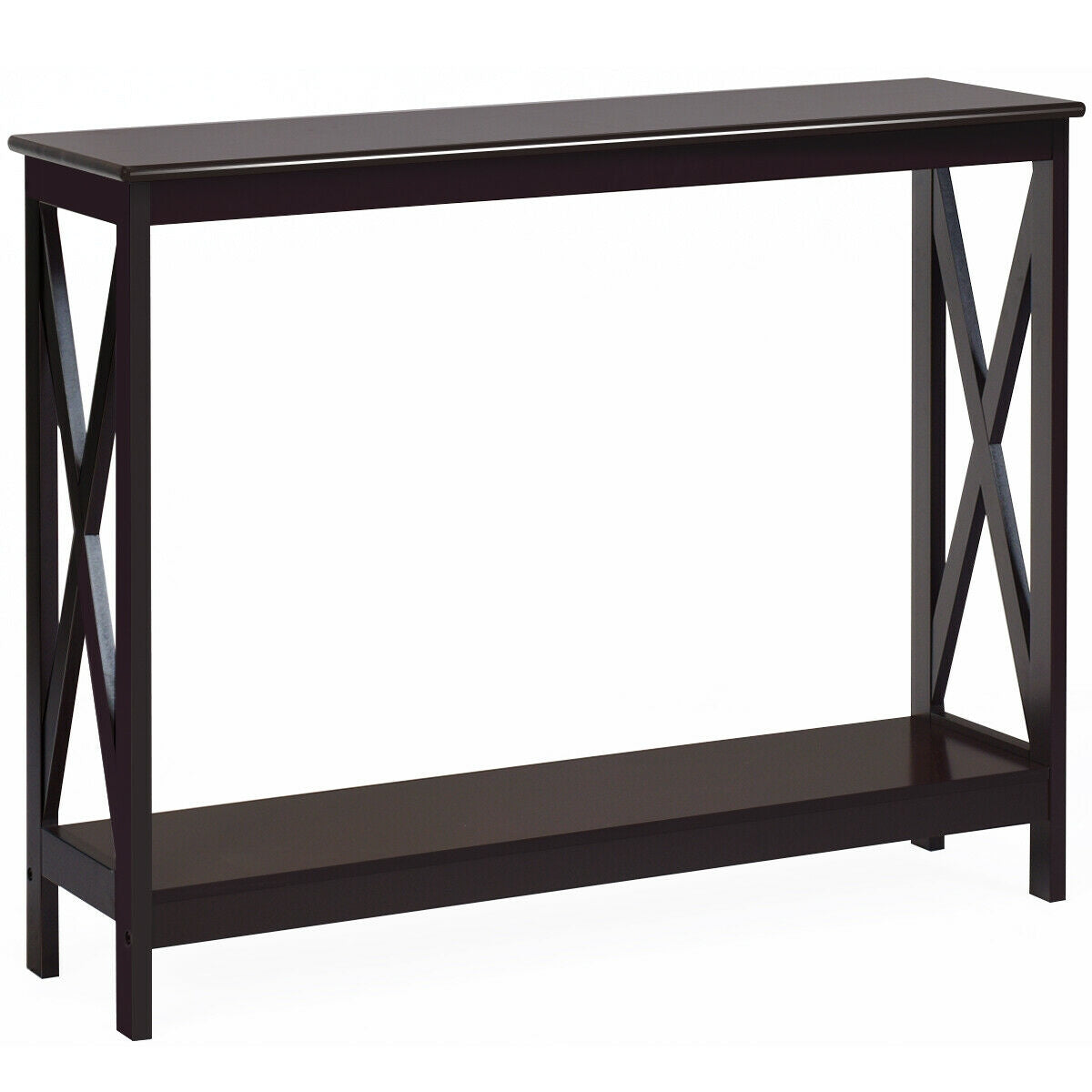 Table console 2 niveaux à motif en X