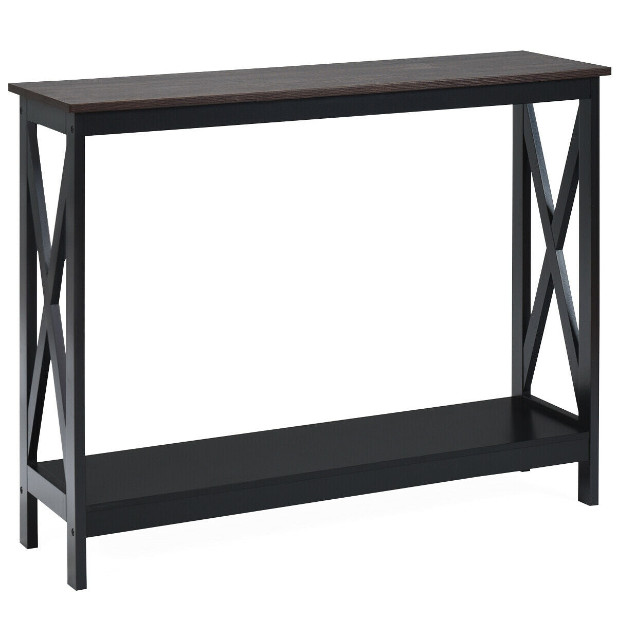 Table console 2 niveaux à motif en X
