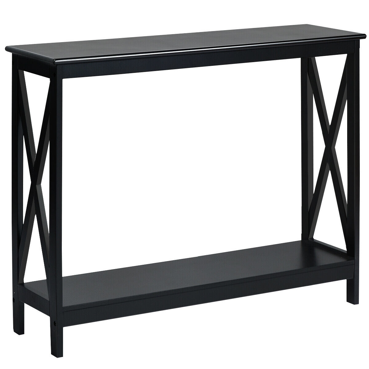 Table console 2 niveaux à motif en X
