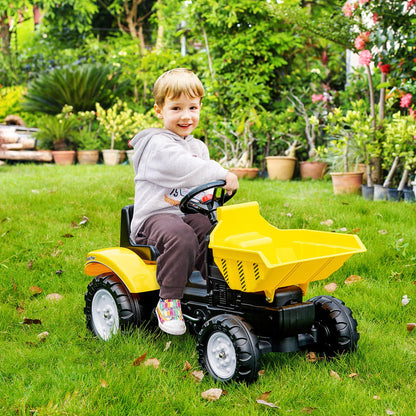 Kids Pedal Ride-On Tractor with Manual Bucket