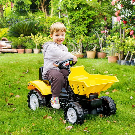 Kids Pedal Ride-On Tractor with Manual Bucket
