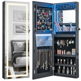 Lockable Wall-Mounted Jewelry Mirror Cabinet with LED Lights