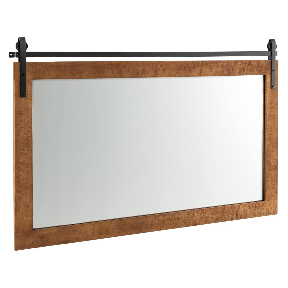 Miroir mural style porte de grange en bois massif 102 x 66 cm