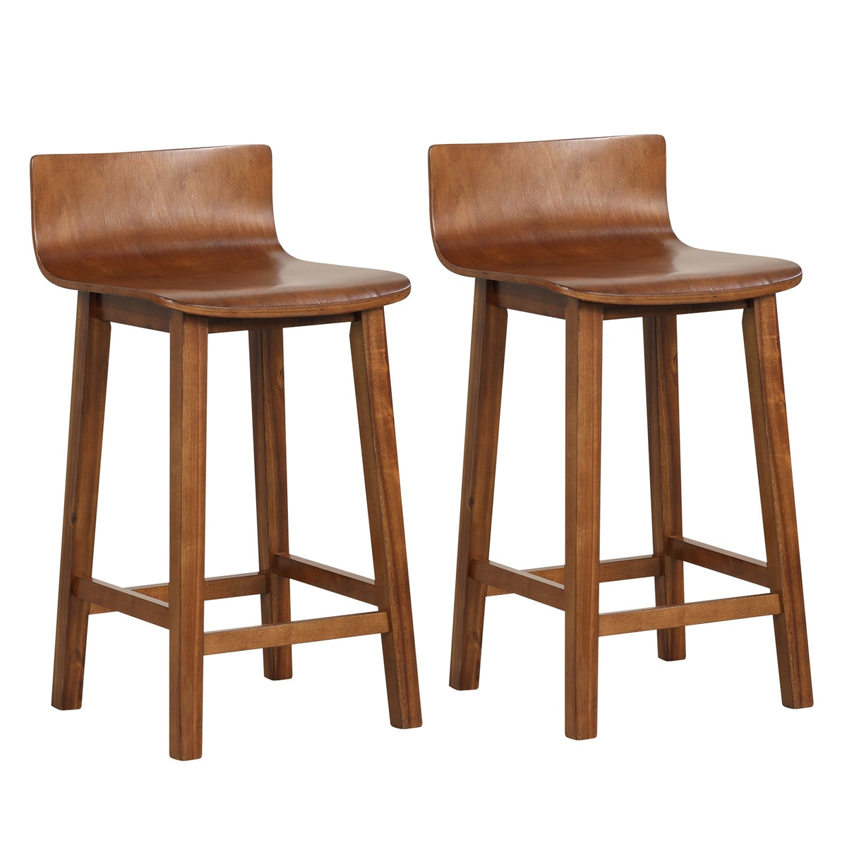Tabourets de bar en bois dossier solide — Lot de 2
