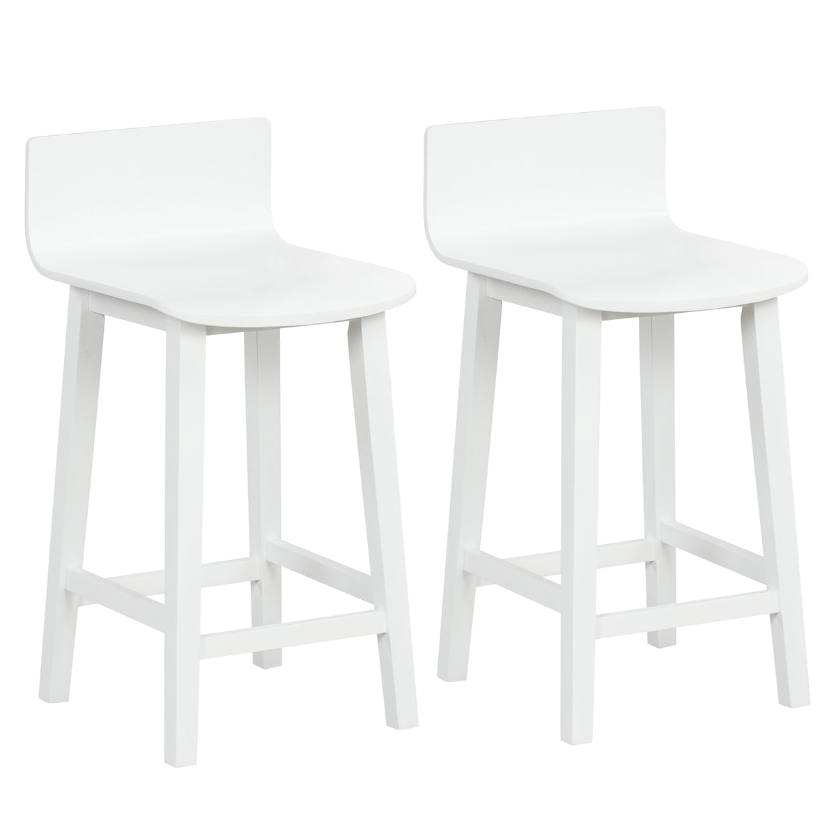 Tabourets de bar en bois dossier solide — Lot de 2
