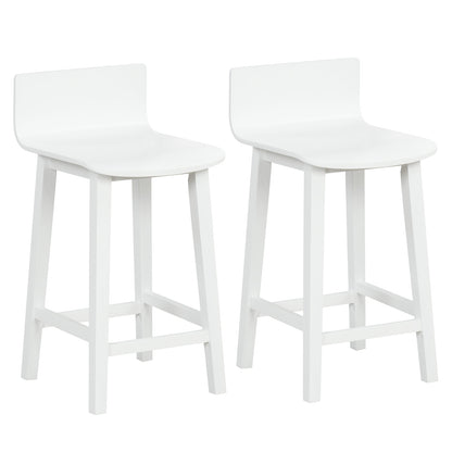 Tabourets de bar en bois dossier solide — Lot de 2