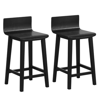 Tabourets de bar en bois dossier solide — Lot de 2