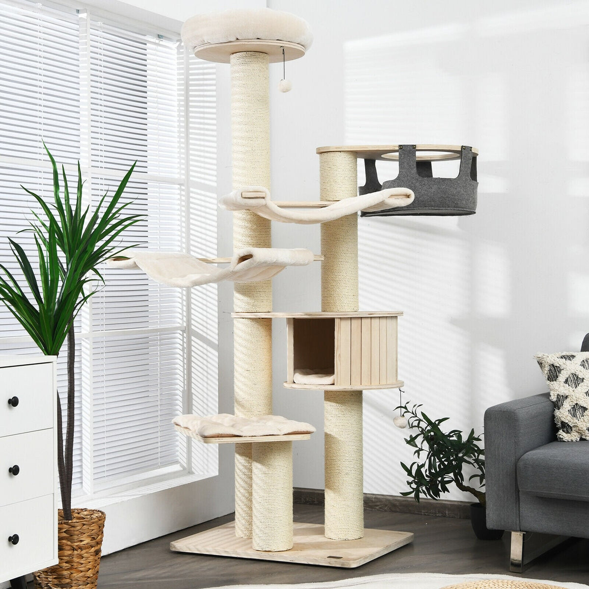 Arbre à chat multiétage griffoir en sisal 197 cm