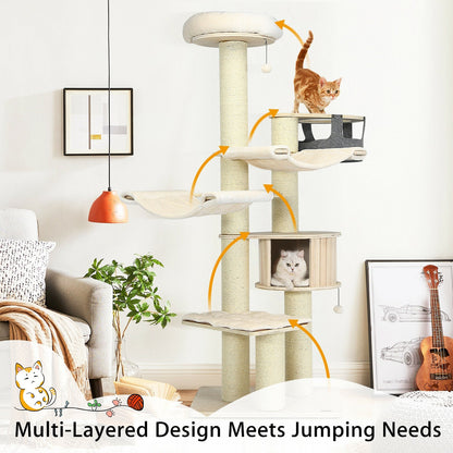 Arbre à chat multiétage griffoir en sisal 197 cm