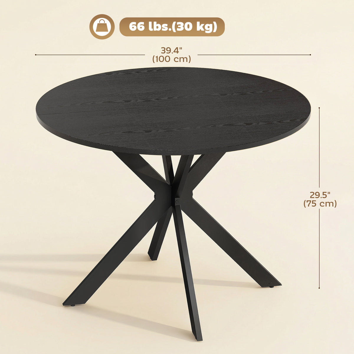 Contemporary 100 cm Round Wood Dining Table