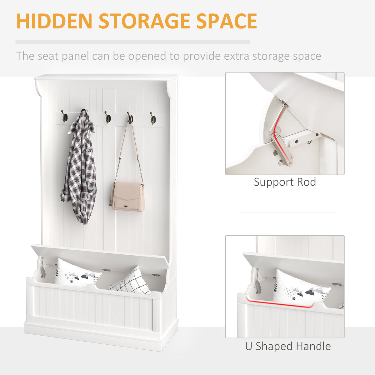 3-in-1 Hall Tree with Bench, Storage and Coat Rack