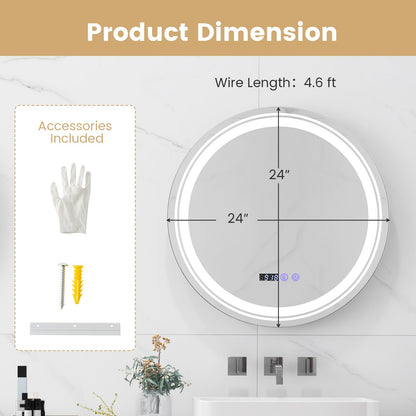 Miroir de salle de bain LED rond anti-buée