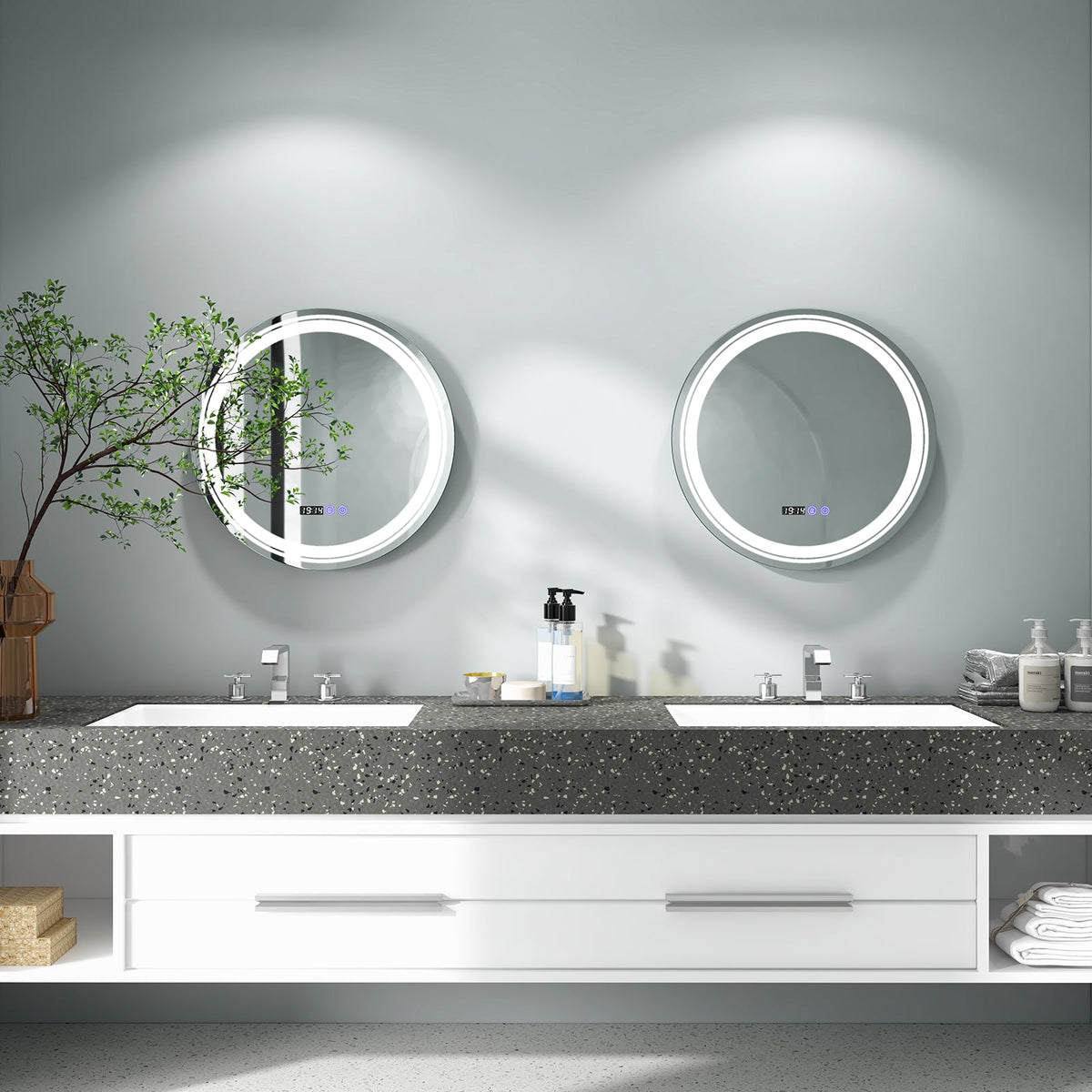 Miroir de salle de bain LED rond anti-buée