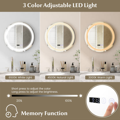 Miroir de salle de bain LED rond anti-buée