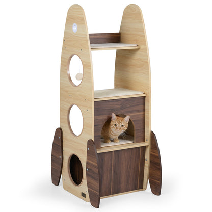 Arbre à chat design fusée multi-niveaux