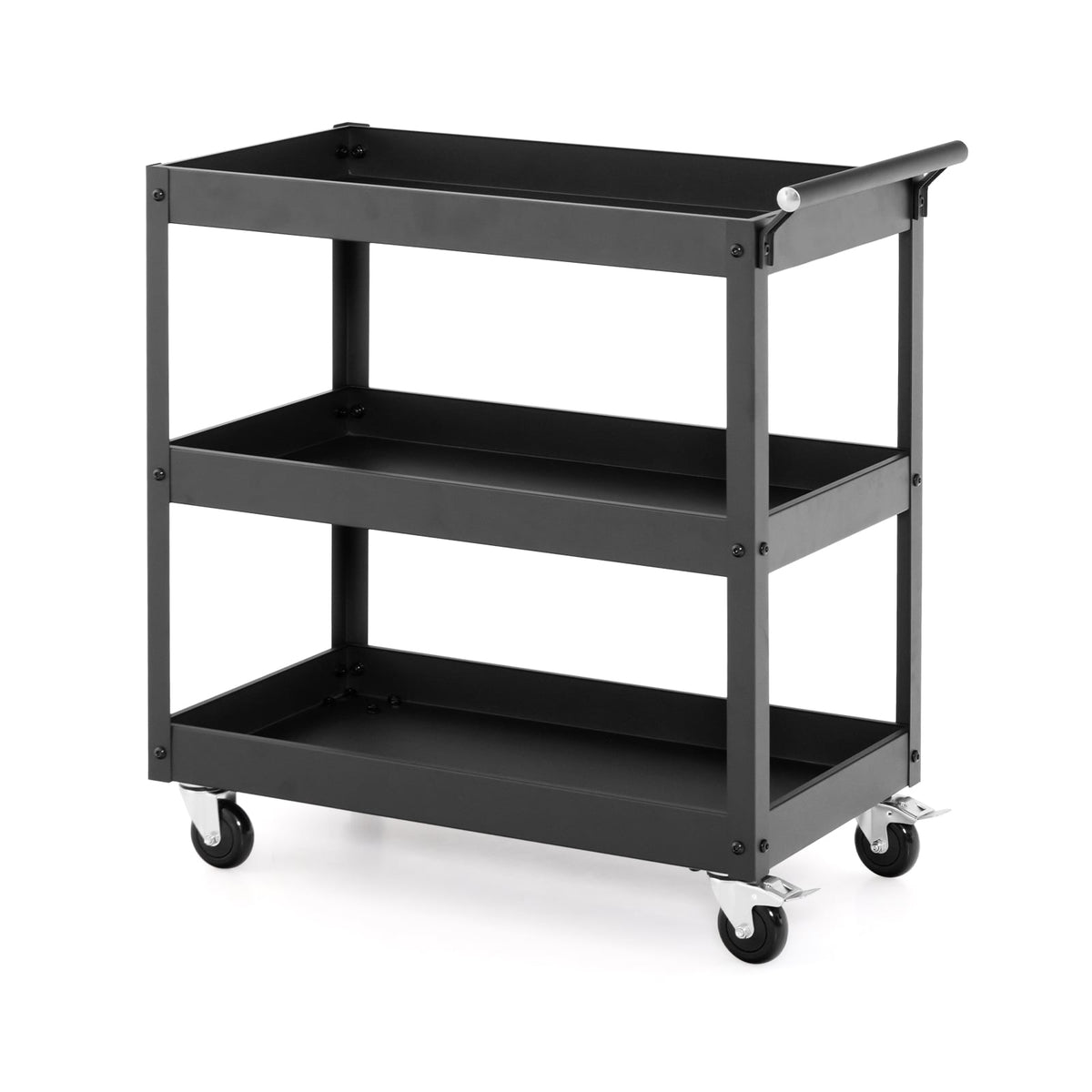 Chariot de service utilitaire à 3 tablettes sur roulettes