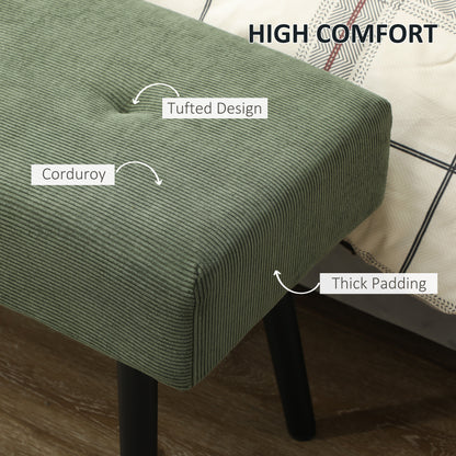 Tufted Corduroy Upholstered Bench with Steel Legs